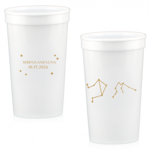 See the stars align with the Written in the Stars Cup. Featuring the astrological signs of Aquarius and Libra as snazzy graphics, this star dazzled cup is well suited for Zodiac themed parties, ensuring everyone's horoscopes is set for a good time.