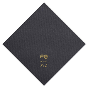 Celebrate your occasion with understated style using the Minimal Wine Glasses Napkin. This trendsetting design showcases two hand-drawn wine glasses, representing shared moments of cheer. Personalize with your initials below, creating a tailored touch for your wedding, engagement party, or birthday celebration.