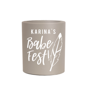 Our custom Powder Blue Flat Can Cooler with Matte White Ink has a Feather graphic and is good for use in Accents, Trendy, Southwestern themed parties and will impress guests like no other. Make this party unforgettable.