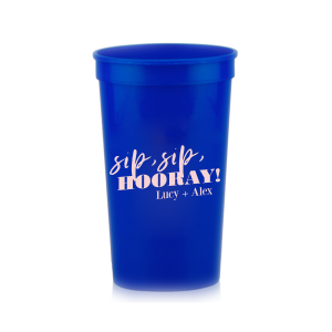 Our Sip, Sip, Hooray! Block Font Cup will look fabulous with your unique touch. Your guests will agree!