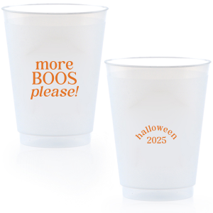 Celebrate Halloween with the More Boos Please Cup. Personalize with the year, and get ready to cheers in style with this modern Halloween party accessory. Perfect for office Halloween parties or at home spooky events. 