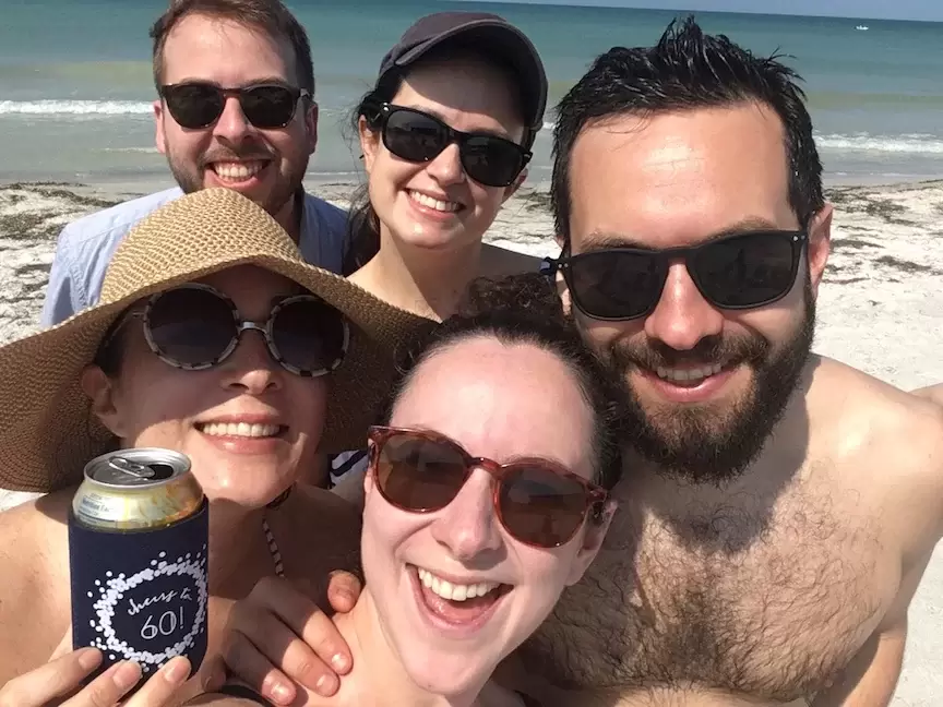 personalized koozie at the beach 