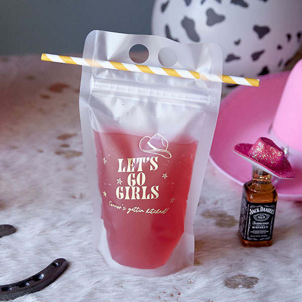 Cowgirl Bachelorette Let's Go Girls Drink Pouch