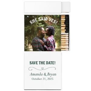 Our custom White Square Custom Photo Matchbox with Matte Spruce Ink Digital Print Colors and Matte White Ink Digital Print Colors has a Simple Heart Flourish graphic and is good for use in Frames, Hearts, Wedding themed parties and couldn't be more perfect. It's time to show off your impeccable taste.