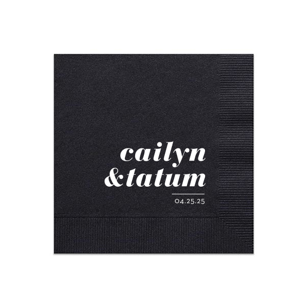 The ever-popular Black Cocktail Napkin with Matte White Foil are a must-have for your next event—whatever the celebration!