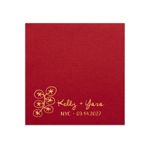 Stand out from the bunch with the Tomato Vine Couple Napkin. The hand drawn design features customizable text in the foil stamp color of your choice. Alongside a variety of napkin colors and styles, this design is perfect for personalizing summertime engagements, anniversaries, weddings or any other special occasion. 