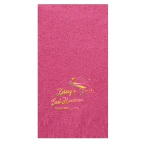 Giddy up for one last hoedown with the Cowgirl Bachelorette Napkin! Dazzle your guests with the sleek and fun design with customizable text to best match your special event's vibes. Peruse our wide variety of colors and styles to make the perfect choice for bachelorette parties, birthdays, house warming and much more!