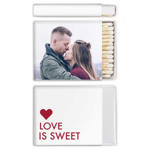 Custom White Lipstick Custom Photo Matchbox with Matte Lipstick Red Ink Digital Print Colors and Matte Fuchsia Ink Digital Print Colors has a Solid Heart graphic and is good for use in Wedding, Hearts, Anniversary themed parties and couldn't be more perfect. It's time to show off your impeccable taste.