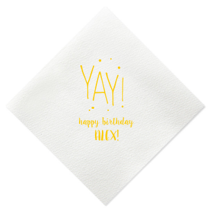ForYourParty's chic Sunflower Cocktail Napkin with Satin Teal / Peacock Foil Color has a Yay graphic and is good for use in Words themed parties and couldn't be more perfect. It's time to show off your impeccable taste.