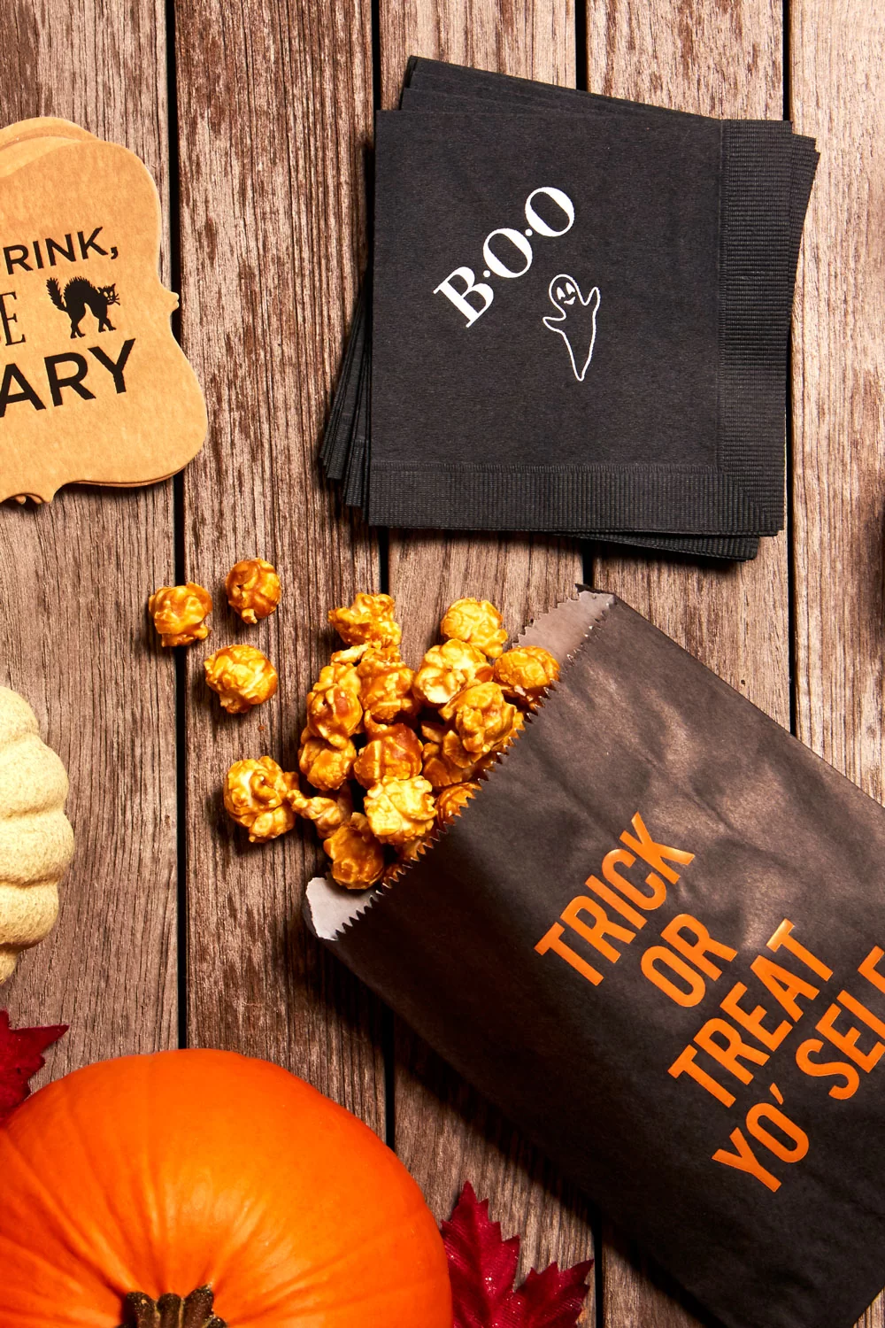 design custom Halloween party pockets for trick-or-treaters this year