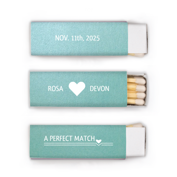 Light up love's flame with the Modern Heart Wedding Matchbox, showcasing a bold heart between the couple’s names. Its crisp, clean lines craft a contemporary love symbol, striking the perfect match between chic design and heartfelt commitment.