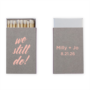 ForYourParty's elegant Natural Slate Classic Matchbox with Matte Pastel Pink Foil can be personalized to match your party's exact theme and tempo.