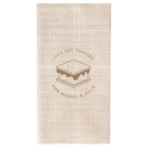 This S'more napkin is perfect for the outdoorsy couple or pair that loves to camp. This custom napkin will be adorable at a wedding or event!