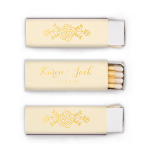 The Charming Garden Pattern Name Match is a charming celebration of nature and romance. This design is adorned with a whimsical garden scene, lush with floral splendor, symbolizing growth and beauty. The reverse side features the couple's names and event date, seamlessly blending the enchantment of a botanical garden with the personal touch of the couple. 