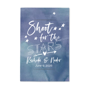 Light up your celebration with the Shoot for the Stars Wedding Sparkler Sleeve. This energetic design, featuring twinkling stars and a heart-pierced arrow, encourages guests to aim high and celebrate love's bright future. Perfect for adding a magical touch to significant moments, from the first dance to the grand exit. Let your love story sparkle under the stars!