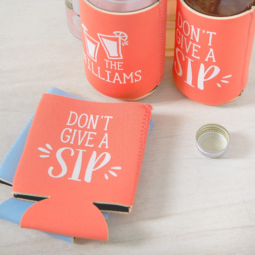 custom designed flat can koozies