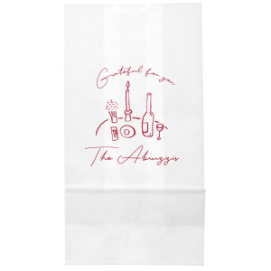 Time again to spend the holiday with friends and family- showcase your feelings towards them with the Grateful For You Bag. There's no better way to show your love for someone than by sending them home with one of these stylish bags filled with dinner leftovers. Stock with wine bottle to make handy gifts bags for guests of gracious hosts. High customizable to fit your unique holiday needs.