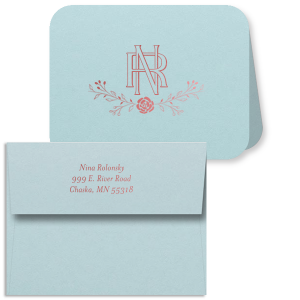 Craft your correspondence with the Entwined Initials Note Card With Envelope, where artistry abounds in delicately woven initials poised above an elegant floral flourish. This note card embodies sophistication, turning every message into a canvas of personal expression
