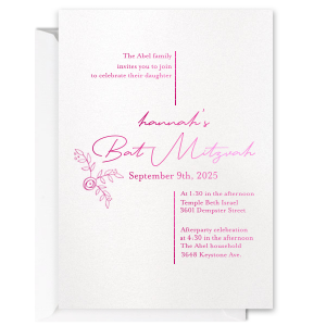 Meet our new beautiful Minimal Bat Mitzvah Invitation. It's not a bad thing to show your elegant taste to your loved ones. Invite them and make them feel unique.