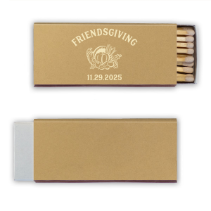 Celebrate with those closest in your life with the Friendsgiving Cornucopia Match. Show your chosen family and friends how much they mean to you with a personalized matchbook to keep the flame of community alive. The sleek and simple design is perfect for small gatherings and close-knit intimate events. 