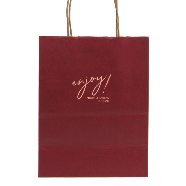 Our personalized Red Gift Bag with Shiny Rose Gold Foil are a must-have for your next event—whatever the celebration!