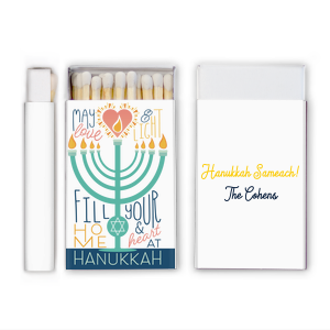 Light the menorah this holiday using the Love and Light Hanukkah Match! The stylish design comes in a variety of match styles alongside customized text to best suit your family's festivities. 