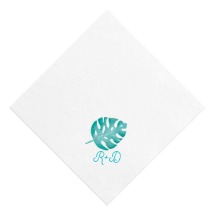 The ever-popular White Borderless Custom Photo + Foil Cocktail Napkin with Satin Teal / Peacock Foil will give your party the personalized touch every host desires.