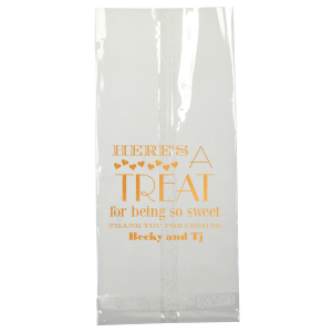 ForYourParty's personalized White Goodie Bag with Shiny Copper Foil has a Hearts graphic and is good for Wedding and other special occasion parties and will look fabulous with your unique touch. Your guests will agree!