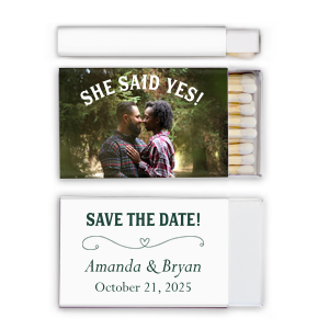 Our custom White Square Custom Photo Matchbox with Matte Spruce Ink Digital Print Colors and Matte White Ink Digital Print Colors has a Simple Heart Flourish graphic and is good for use in Frames, Hearts, Wedding themed parties and couldn't be more perfect. It's time to show off your impeccable taste.