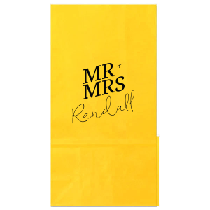 The Bold Mr. + Mrs. Party Bag is a perfect addition to your next weeding or momentous party event. The trendy and popular design features your choice of customizable text to best personalize your own message.