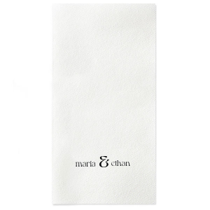Define your wedding tablescape with the Bold Union Ampersand Napkin, where the couple's names are joined by a striking and modern ampersand. This minimalistic design lends a contemporary feel to your marital celebration.