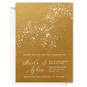 Our custom Stardream Navy Foil Stamped Invitation with Shiny 18 Kt Gold Foil will add that special attention to detail that cannot be overlooked.