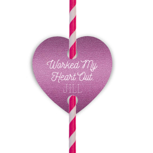Our custom Stardream Plum Heart Straw Tag with Matte White Foil Color will make your guests swoon. Personalize your party's theme today.