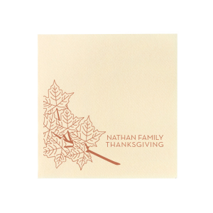 Personalized Burnt Sienna Cocktail Napkin with Matte Ivory Foil has a Full Bleed Autumn Leaves graphic and is good for use in Thanksgiving and Fall themed parties and will impress guests like no other. Make this party unforgettable.