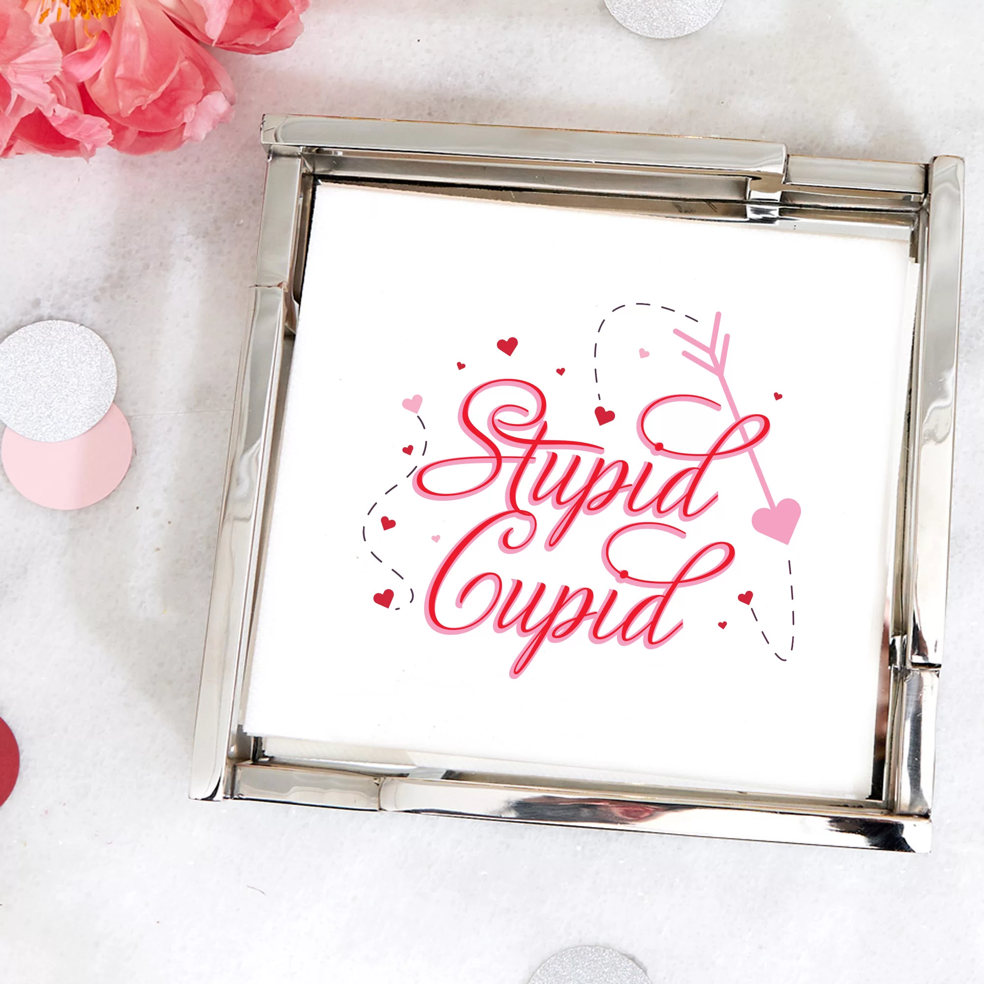 Stupid cupid napkin shown in scene