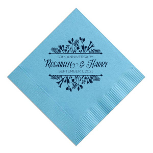 Floral Frame Anniversary Napkin