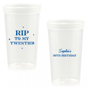 Commemorate a milestone birthday with the New Decade Starburst Cup, personalized with the honoree's name and the dawn of a new era. Featuring "RIP to my twenties" or your custom age farewell, this cup is sprinkled with celebratory stars, perfect for commemorating the next fabulous decade.