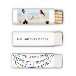 Our personalized White Classic Custom Photo Matchbox with Matte Black Ink Digital Print Colors and Matte Fuchsia Ink Digital Print Colors will add that special attention to detail that cannot be overlooked.