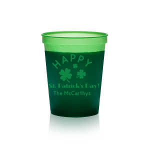 Our Happy St. Patrick's Day Cup is good for use in St. Patricks Day and Holiday themed parties and will make your guests swoon. Personalize your party's theme today.