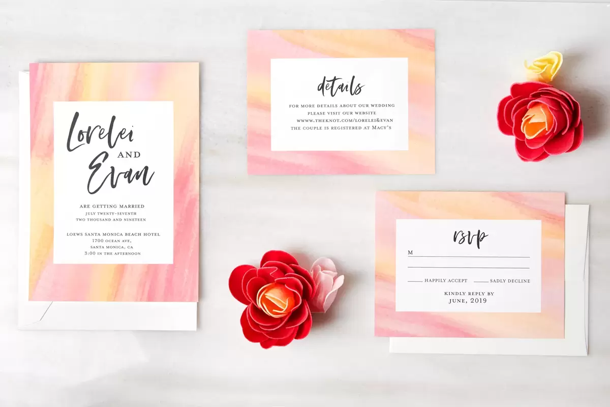 custom watercolor wedding invitations by For Your Party