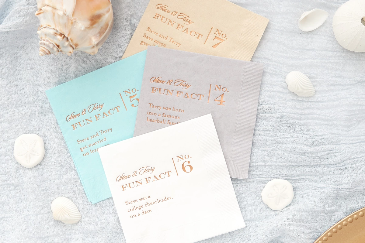 design fun fact cocktail napkins for your wedding with For Your Party