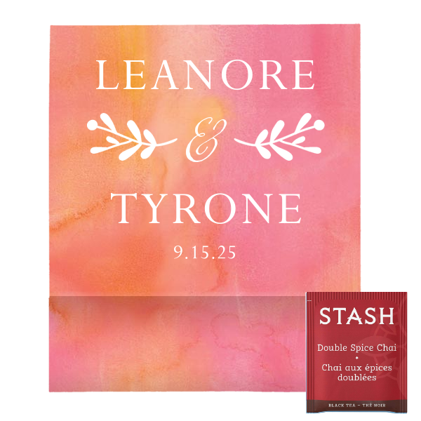 Our beautiful custom Watercolor Hibiscus Tea Favor with Matte White Foil has a Twig Flourish graphic and is good for use in Accents, Floral, Lovely Press themed parties and couldn't be more perfect. It's time to show off your impeccable taste.