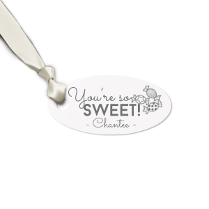 Personalized Poptone Teal/Peacock Rectangle Gift Tag with Matte Mimosa Yellow Foil has a Candy graphic and is good for use in Kid Birthday, Food, Birthday themed parties and can be customized to complement every last detail of your party.