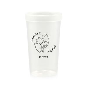Unite in love with the Cat Tails of Love Wedding Cup, where two cats entwine tails to form a heart. Arched around the design you can customize with the couple's names and below the date of your union.