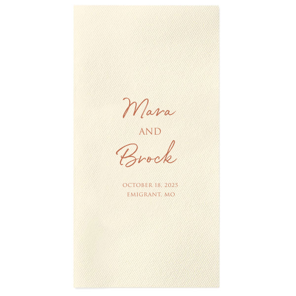 Embrace timeless elegance with the Traditional Script Name Date Location Wedding Napkin. Featuring the couple's names, event date, and location in classic script, this design adds a sophisticated touch to any wedding setting, creating a cherished keepsake that commemorates your special day.