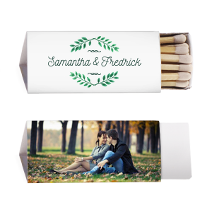 Personalized White Classic Custom Photo Matchbox with Matte Spruce Ink Digital Print Colors and Matte Moss Green Ink Digital Print Colors can be personalized to match your party's exact theme and tempo.