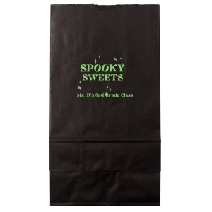 Delight in the fright with the Spooky Sweets Personalized Halloween Bag, emblazoned with "Spooky Sweets" amidst twinkling stars. Below, add a personal touch with your name, class details for school festivities, or specifics for a hauntingly fun Halloween party. The perfect companion for a night of ghoulish gathering and treats.