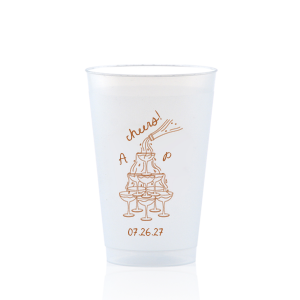Enjoy a new spin on our classic design with the Champagne Tower Initials Cup. Featuring the initials of the couple alongside a fabulous champagne tower, the sleek cup can be personalized in your choice of ink colors to make it unique as yourself!