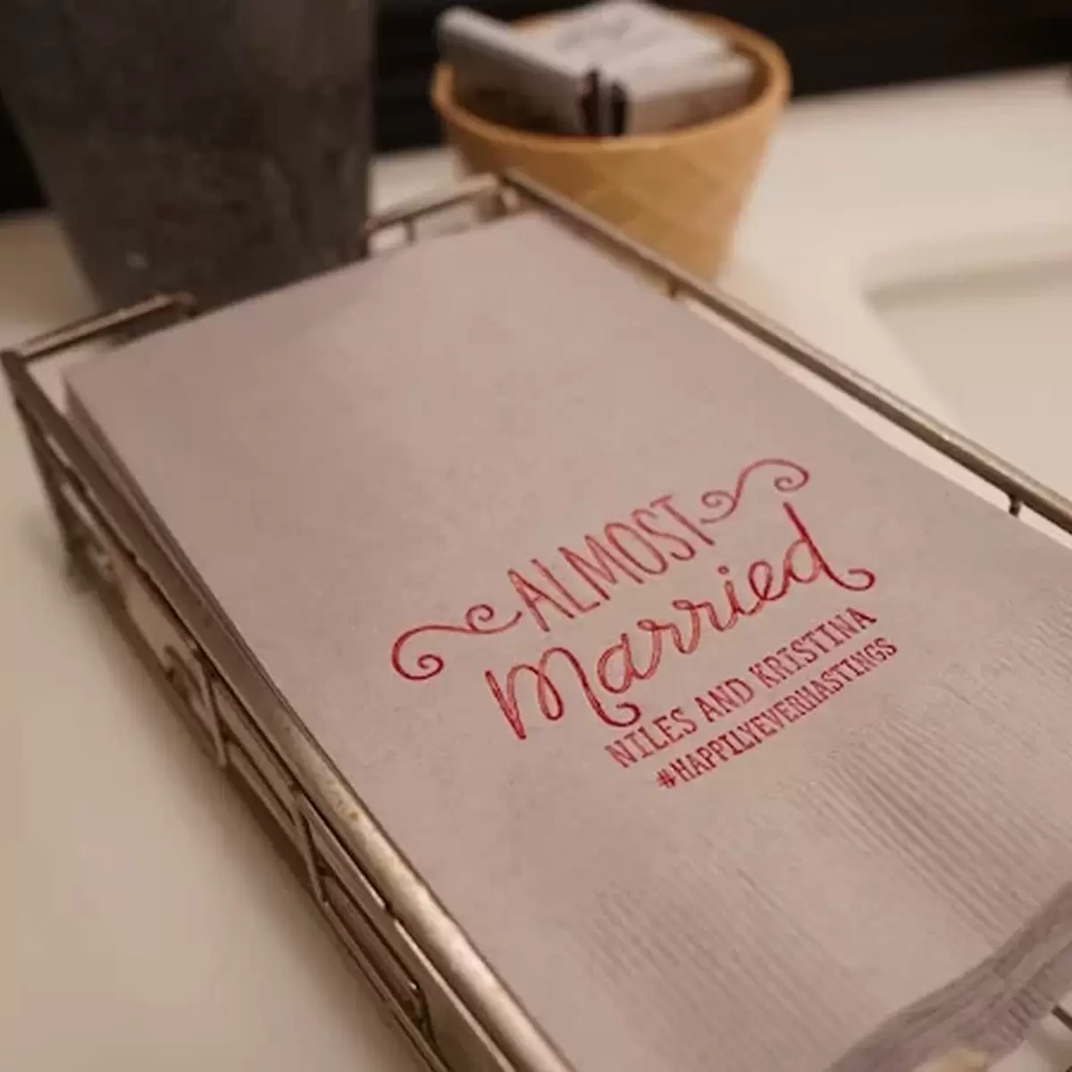 Custom Designed Guest Towels for Rehearsal Dinner