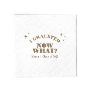 Ponder the possibilities with the Starry Future Grad Napkin, sprinkled with star graphics and the thought-provoking "I graduated, now what?" Personalize with the graduate's name and year to add a touch of humor and hope to the celebration.